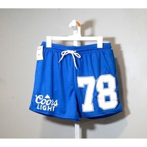 NWT Coors Light Branded #78 Blue/White Men's Size S (34/36) Shorts w/Drawstring